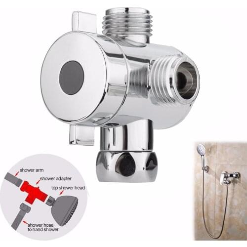 3 Way Shower Diverter Chrome G1/2 Inch T-Adapter Shower Components Adjustable Valve Adapter
