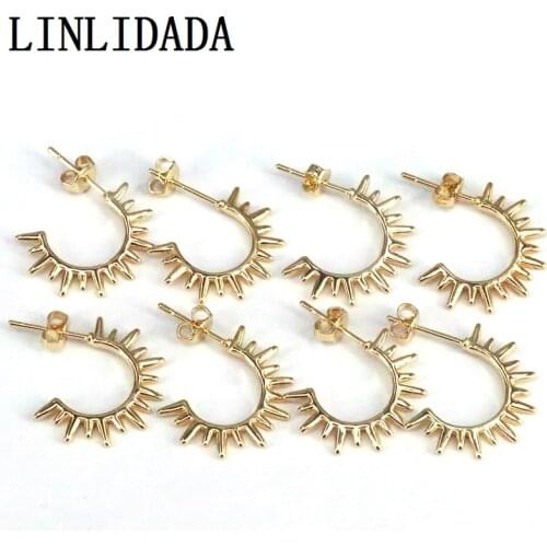 5Pairs, Metal Geometric Stud Earrings Charm Gold Colors Copper Charm Earrings Jewelry