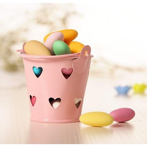 5pcs/lot Beautiful Mini Hollow Heart Iron Bucket For Wedding Candy Box Party Favor Gift Box Garden Pot Planters Decorative