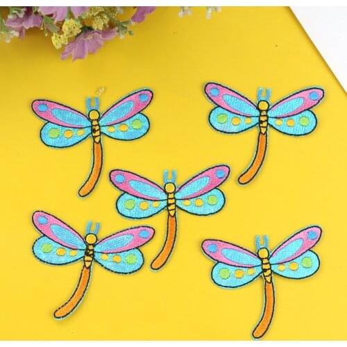 5PCS Dragonfly Animal Patches Embroidered Applique Iron on Clothing Sticker Badge Patch Garment Apparel Accessories Scrapbooking