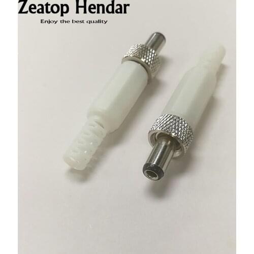 500Pcs Lockable 5.5 mm x 2.1 mm DC Male Power Plug with Screw Nut Locking Connector White