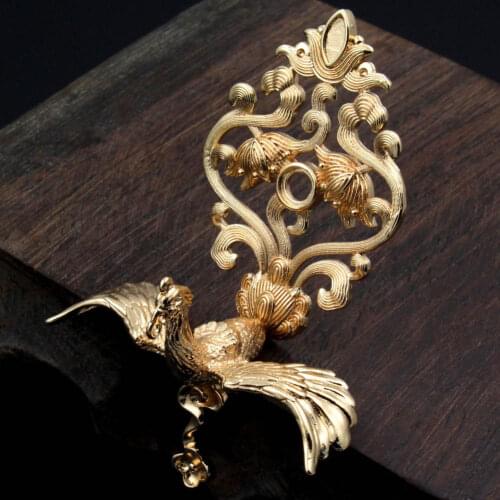 6pcs Brass Casted Phoenix Charms Decoration High Quality Silver Gold Color For DIY Bridal Hair Head Jewelry Wedding Accessories