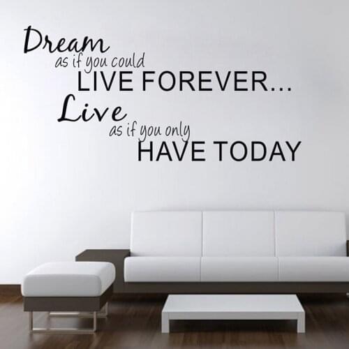 Large size ebay hot free shipping inspirational quotes & sayings Dream As If You Could Live Forever vinyl wall decal stickers