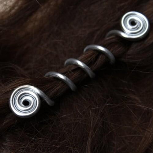 Curly Ended Twisted Hair Bead Long Viking Spiral Charms Beads for Hair Braids for Beard Hairpin Beads Accessories&Jewelry