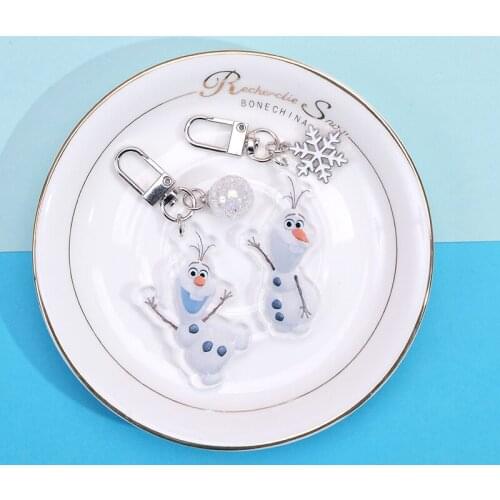 Disney Frozen Olaf Acrylic Double-sided Keychain Cartoon Anime Figure Snowman Fashion Bag Pendant Key Chain for Girls Gifts