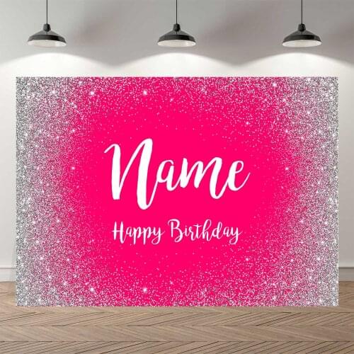 New Anniversaire Customize Background Sliver Glitter Pink Photo Booth Backdrop Banner Happy Birthday Party Decoration Photocall