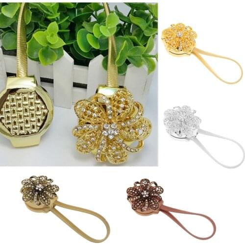 Flexible Crystal Flower Magnet Window Door Curtain Drape Tieback Holder Buckle for Curtain Mosquito Net Home Decor