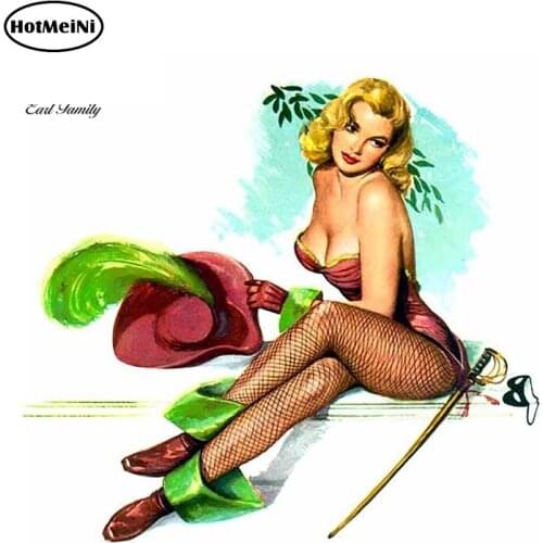 HotMeiNi 13cm X 11.7cm Car StylingI Pin Up Girl Decal Sticker Vintage Sexy Waterproof Bumper Window Car Stickers Accessories