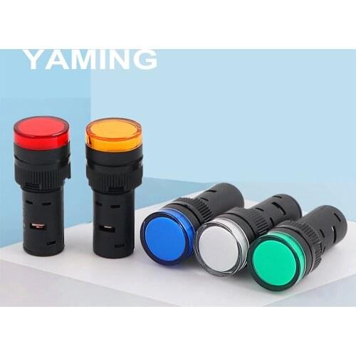 16mm Power Supply Indicator Light AD16-16C Led Signal 24V 220V 380V Signal Pilot Lamp Red Yellow Green Blue White