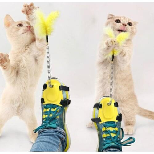 Interactive Cat Toy Funny Free Hands Teaser Wand With Feather For Kitten Pet Products