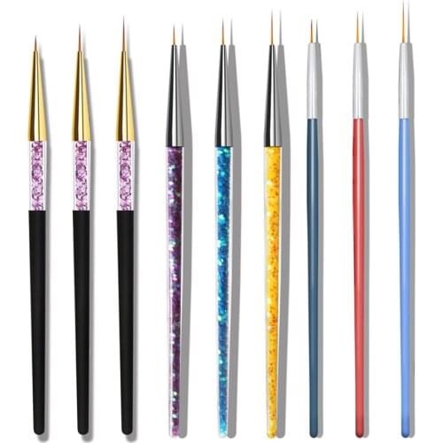 3Pcs/set Sequins Nail Art Acrylic French Painting Brush Flower Design Stripes Lines Liner DIY Drawing Pen Manicure Tool