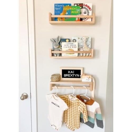 Montessori Bookshelf Child Baby Kids Room Library Wood Bookcase Wood Verniksiz Natural Baby Bookcase Wall 50 CM 3 PCs