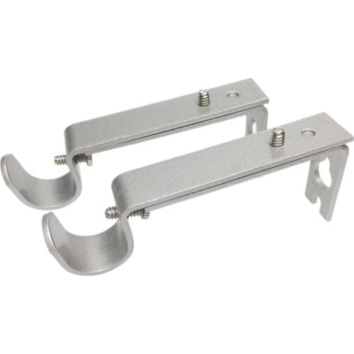 2 Piece Pack Metal Single Curtain Rod Bracket Drapery Pole Holder Wall Mount Hooks 19.05mm