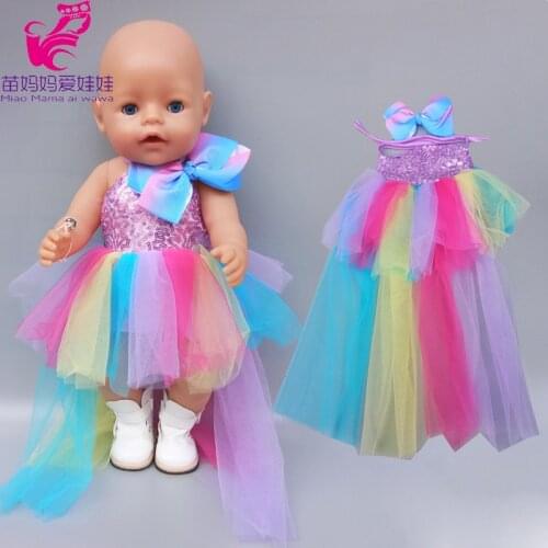 43cm Baby new born Doll dress sequine rainbow lace skirt for 18 Inch American OG girl Doll dress