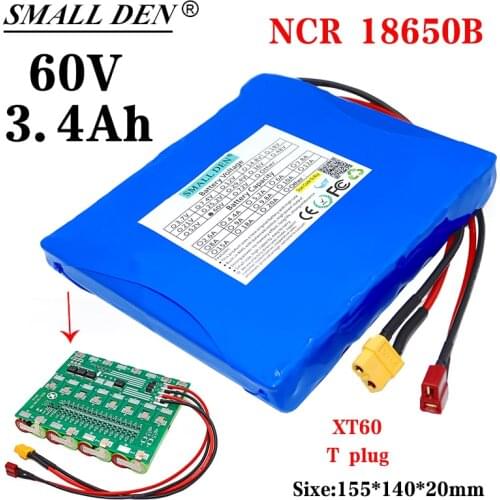 60V 3.4Ah 18650B 16S1P lithium battery pack 3400mA with BMS self-balancing vehicle electric unicycle replacement battery kit