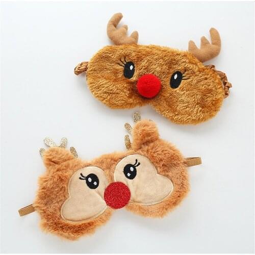 Fawn Plush Sleeping Eye Mask Aid Eyepatch Shading Cover Christmas Plush Creative Eye Mask Cartoon Travel Relax Sleep Eye Protect