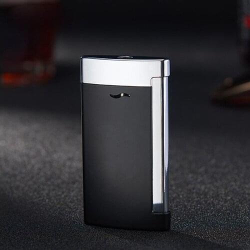 Metal Side Pressure Cigar Jet Lighters Mini Butane Torch Lighter Windproof Inflatable Cigarette Lighter Smoking Accessories