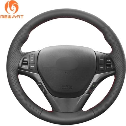 MEWANT Black Artificial Leather Car Steering Wheel Covers for Hyundai Genesis Coupe 2010 2011 2012 2013 2014 2015-2016