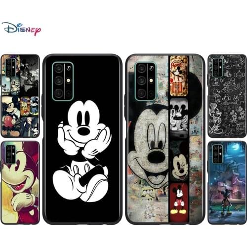 Mickey Mouse Soft Black TPU Cover For Honor 20 30 20S 20E 30i 30S V20 V30 Lite Pro Plus 5G Phone Case Shell