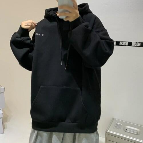 2020 Mens Embroidered Wool Hooded Sweatshirt, South Korean Plover Size Original Mens Hooded Sweatshirt, Black 7-Color Hooded S