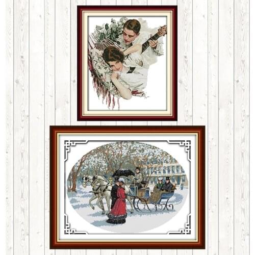 Tweedle 14CT 11CT Counted Stamped Cross Stitch Embroidery Kit DIY Needlework Crafts DMC Cotton Thread Printed Canvas Handmade