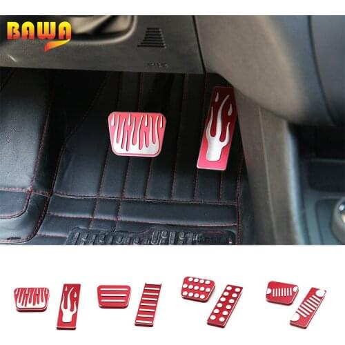 BAWA Aluminium Alloy Fuel Gas Foot Brake Pedal Cover Stiker Kits for Jeep Cherokee 2014-2019 Interior Moulding Accessories