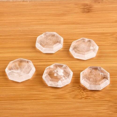 Natural Clear Quartz Octagon Chakra Tumbled Stone Quartz Crystal Pocket Lucky Stone Reiki Healing Meditation or As Worry Stone
