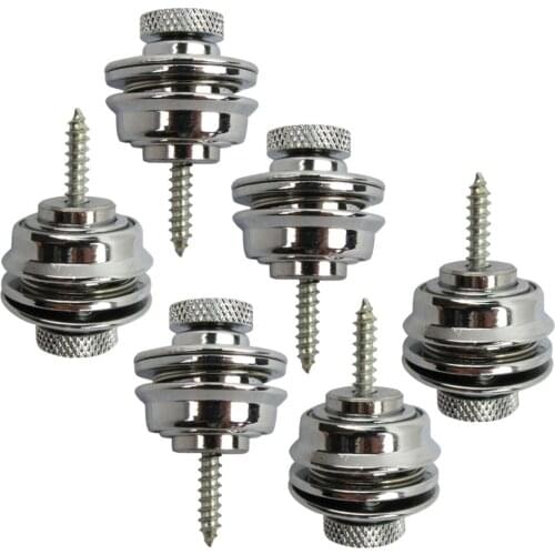 NEW 6pcs Flat Head Skidproof Acoustic Electric Bass Guitar Strap Locks Straplocks Buttons Chrome Metal