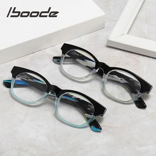 Iboode Half Frame Men Reading Glasses Women Fashion Marble Reading Presbyopia Glasses With Diopter +1.0 1.5 2.0 2.5 3.0 3.5 4.0
