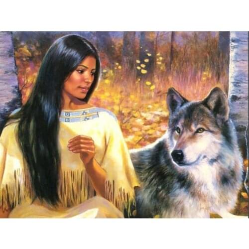 Full square diamond painting women wolves embroidery mosaic stickers diamond dotz rhinestone picture puzzle drawing wall decor