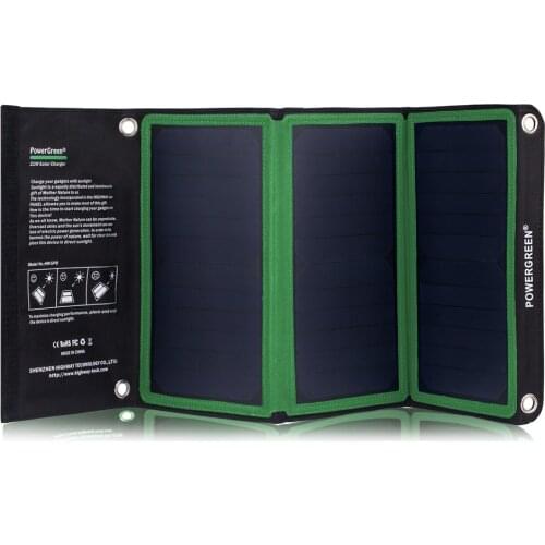 PowerGreen 21w Portable Waterproof Solar Energy Panel Powered Charger for Camping Hiking