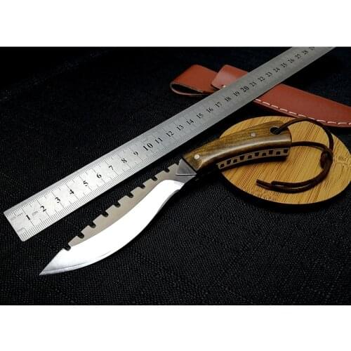 Spiritual prisoner Straight fixed knife 7CR13MOV blade steel+yellow pear wood handle EDC self-defense Camping Hunting EDC Knife