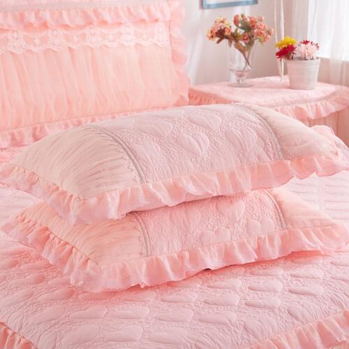 Luxury 2PCS 48x74cm Solid Color Pillow Covers Rectangle Bed Pillow Case Decorative Cotton Pillowcase Lace Edge for Living Room