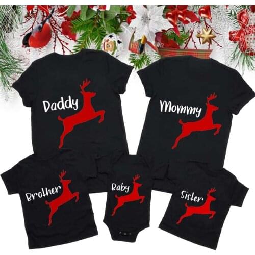 Family Christmas Matching Clothes T Shirt Party Women Short Sleeve Tops Father Mother Son Daughter Matching Tshirt Baby Romper