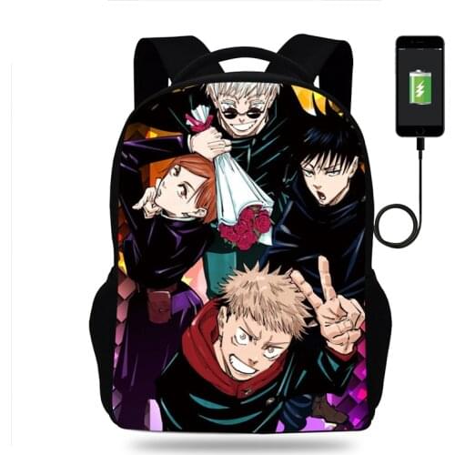 Boys Girls School Bag Anime Backpack Children Book Bags Men Women Rucksack Teens USB Travel Knapsack Mochila