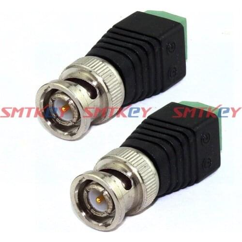 SMTKEY CCTV Accessories 2pcs CAT5 to BNC Coaxial Video Balun DC Connector