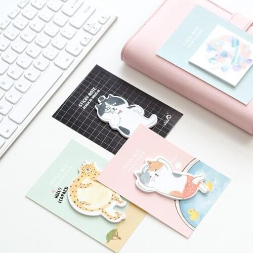 4 pcs/Lot Cute cat sticky notes Post memo pad Fat animal planner stickers diary marker Office agenda School supplies FM709