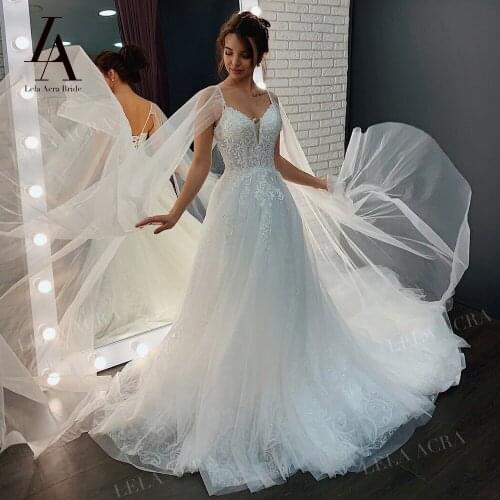 Wedding Dress Fairy Sleeveless A-Line Lace Up Bridal 2 In 1 Tulle Princess Court Train LelaAcra LI24 Customized Vestido De Novia
