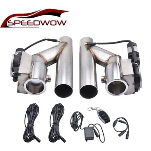 Universal 2.0'' 2.5'' 3.0'' Stainless Steel Headers Y Pipe Electric Exhaust Cutout Kit Dual-Valve 1 in 2 Remote Control Exhaust