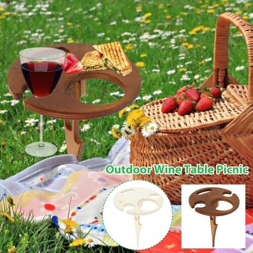 Wine Table Outdoor Foldable Wine Glass Holder Inch Wooden Rack Round Wine Rack Cheese Board Food Holder Cheese Board