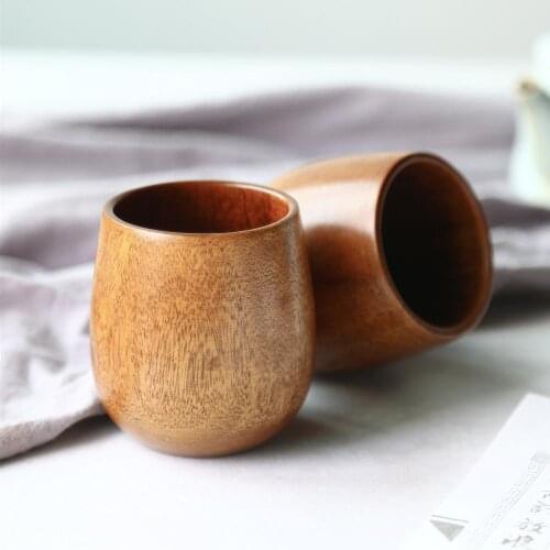 Japanese Style Wooden Big Belly Cups Reusable Environmental Protection Anti-Scalding Tea Coffee Milk Wine Cup