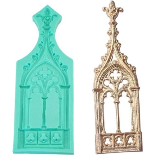European Church Door Window Silicone Cake Decorating Tools Confeitaria Moldes Fondant Chocolate Soap Candle Mold Baking K732