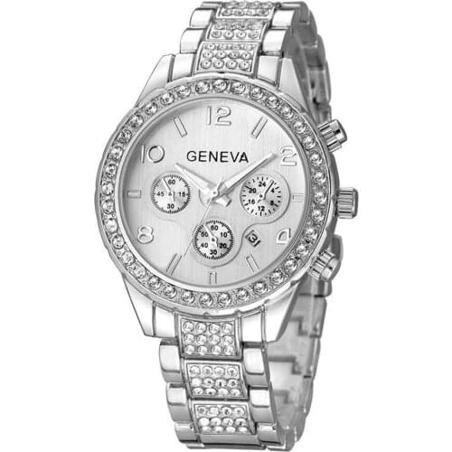 Hot Fashion Women Watches Bracelet Ladies Quartz Watch Silver Stainless Steel Date Womens Wristwatch Hip Hop Crystal reloj mujer