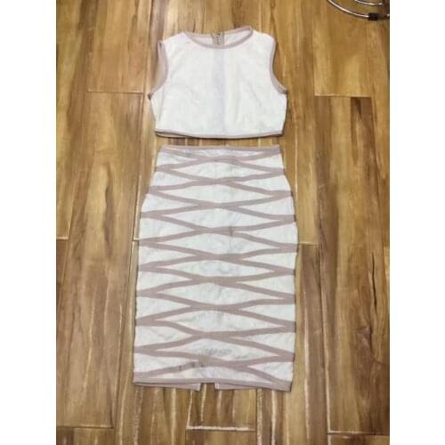 Womens Dresses New Arrival 2017 Summer Dresses Beige Two Pieces Bandage Mesh Dress Wholesale