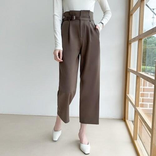 Chikichi 2021 Spring and Autumn Straight Pants Womens Fashion Loose Drape High Waist Trousers High Fashion