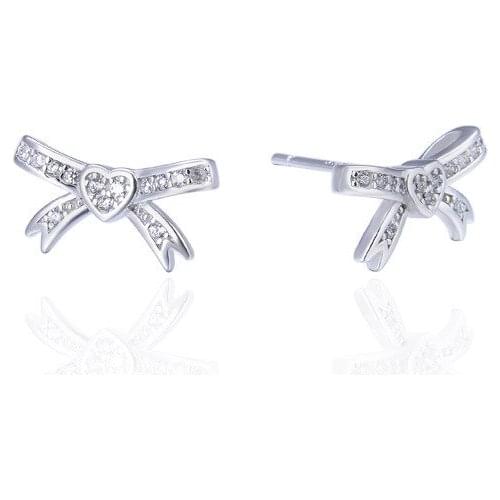 YJAR002110 New S925 Sterling Silver Studs Ladies Folk Style Two-color Bow Small Love Tide Earrings Jewelry