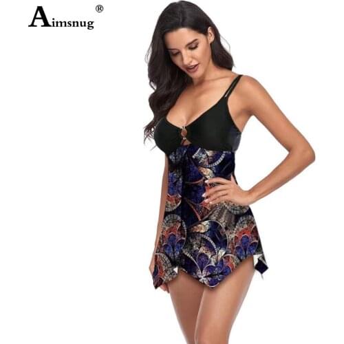 Plus Size Women Tankini Set Bohemian Flower Print Two Pieces Swimsuits 2021 mujer Summer bikinis Swimwear Sexy Femme Clothing