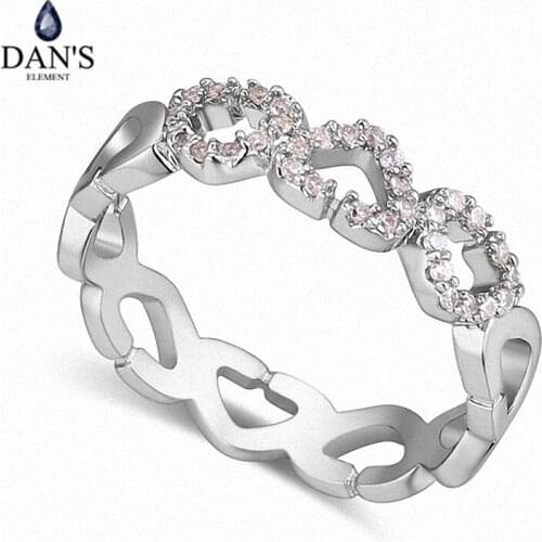 DANS Real Austrian Crystals Brand AAA Zirconia Micro Inlays Fashion Ring for women New Geometric 116498white