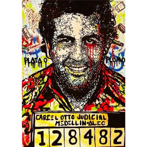 100%Handmade Oil Painting Hand Alec Monopoly Oil Painting on Canvas Urban art Wall Decor Pablo Escobar 24x36"