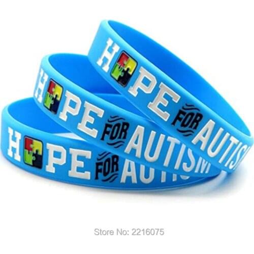 100pcs Skyblue Autism medical alert sport motivational silicone wristband bracelet bangle for man woman